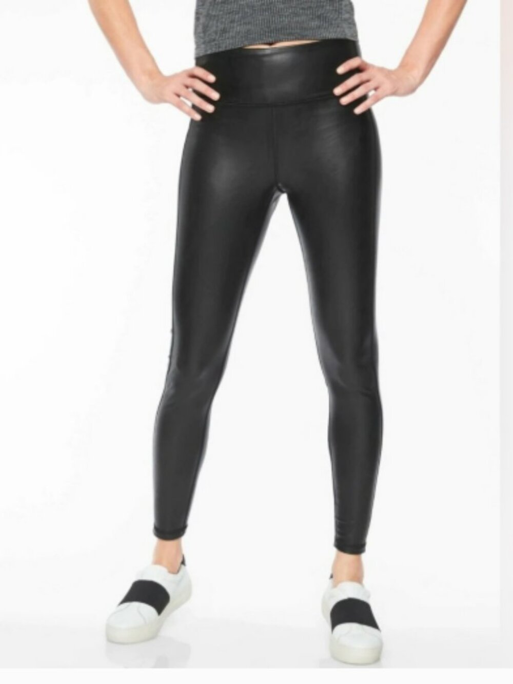 Athleta All Over Gleam Tight Faux Leather Leggings Tight Black Medium
